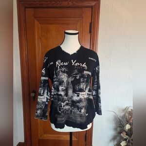 Y2K black New York Graphic Long-Sleeve Women's Top